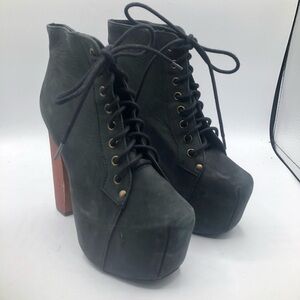 Jeffery Campbell‎ Women’s  Litas, black leather. Plat form booties, size 6.5M